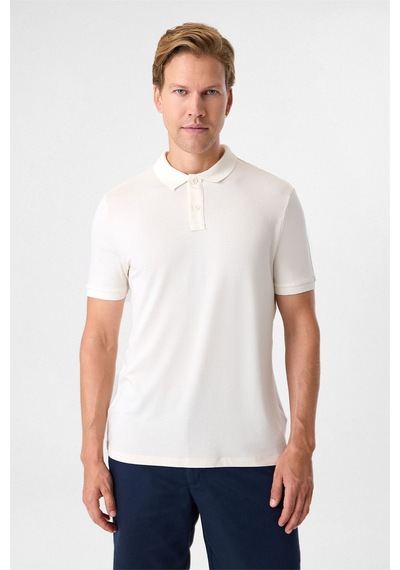 Back And Bond Beyaz Regular Fit Polo Yaka Tişört