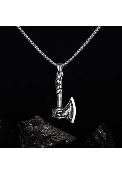 Viking Balta Kolye Retro İskandinav Rune Howling Çelik