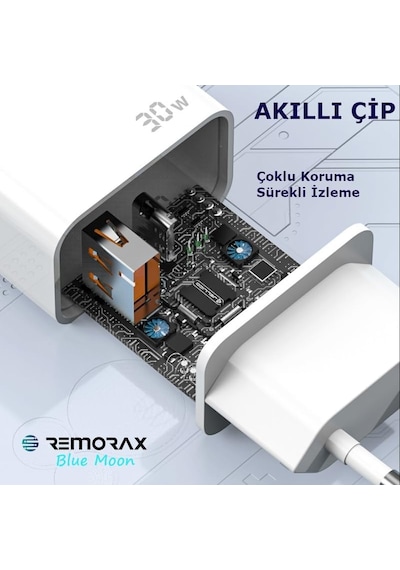 Blue Moon Pd 30watt Hızlı Şarj Aleti, A + C Girişli, Beyaz, Usb A Ve Type C Çıkışlı