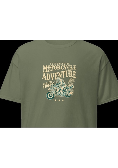 Wildstyle Motorcycle Adventure Motosiklet Macera Vintage Yol Baskılı Unisex Bisiklet Yaka Pamuklu Tişört - Hak
