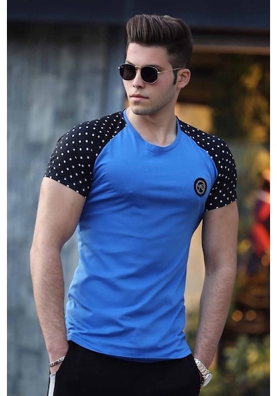 Madmext Madmext Basic Saks Tişört 3011-Saks