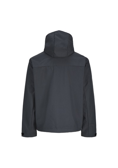 Jack & Jones Erkek Fermuarli Kapüsonlu Softshell Mont - Lupo - 12298689 Asphalt