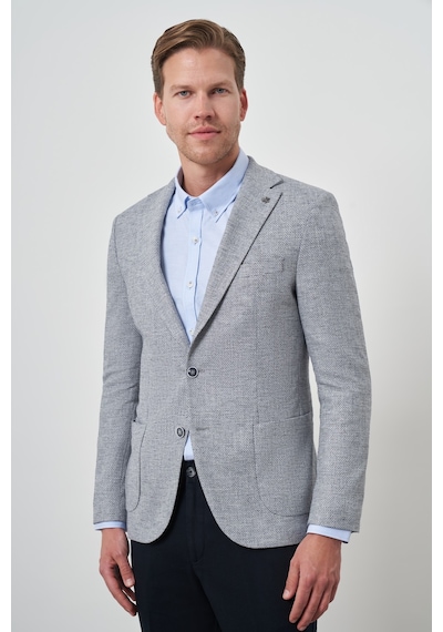 Morven Erkek Lacivert Keten Dokuma Slim Fit Mono Yaka Ceket 25ys002002200 Lacivert