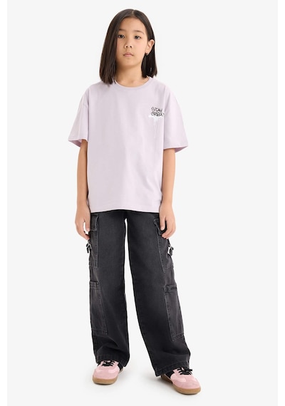 DeFacto Kız Çocuk Oversize Geniş Kalıp Bisiklet Yaka Sırt Baskılı Kısa Kollu Tişört E0357A825SMPR306 Mor DeFacto Kız Çocuk Oversize Geniş Kalıp Bisiklet Yaka Sırt Baskılı Kısa Kollu Tişört E0357A825SMPR306 Mor