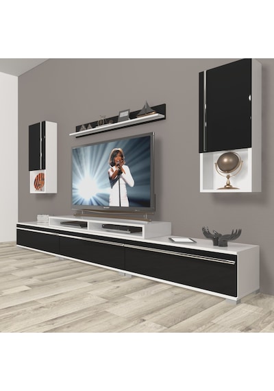 Decoraktiv Ekoflex 270ta Mdf Tv Ünitesi Tv Sehpası Beyaz - Siyah