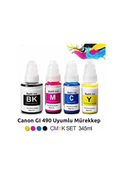 Canon Pixma G3411 Mürekkep Gl 490 İnkjet Fotoğraf Mürekkebi