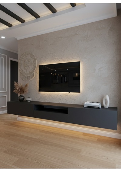 Resital Ledli Duvara Monte Tv Sehpası - Antrasit - W6016-4 Antrasit