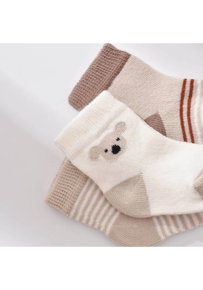 Step Bibaby Biorganic Koala Erkek 3'lü Çorap 68449 Bej 001