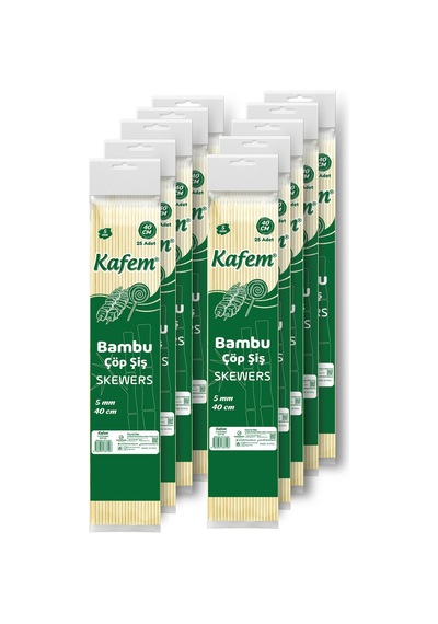 Kafem Bambu Çöp Şiş 40 cm 5 mm 25 Li X 10 Paket