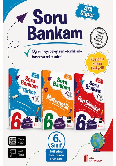 6. Sınıf Ata Süper Türkçe - Matematik - Fen Bilimleri Soru Bankam Seti