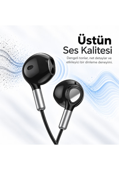 Woyax Mikrofonlu Kablolu Kulak İçi Type-c Kulaklık Mıknatıslı Güçlü Bass İphone Android Telefon Tablet Laptop Uyumlu Wy-ec02