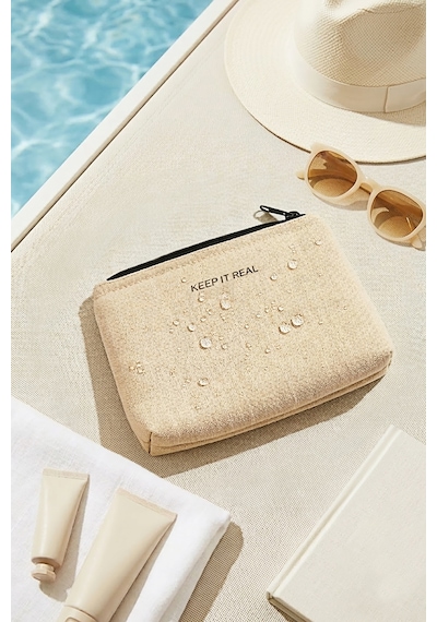 Ocean Home Textile Termal Astarlı Jüt Keten Makyaj Çantası 15 X 11 X 6 Cm