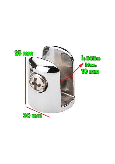 Lexroo Cam Raf Tutucu Metal Yuvarlak Cam Etejer Menteşesi Krom Metal Vidalı 10 Mm 4 Adet Çok Renkli