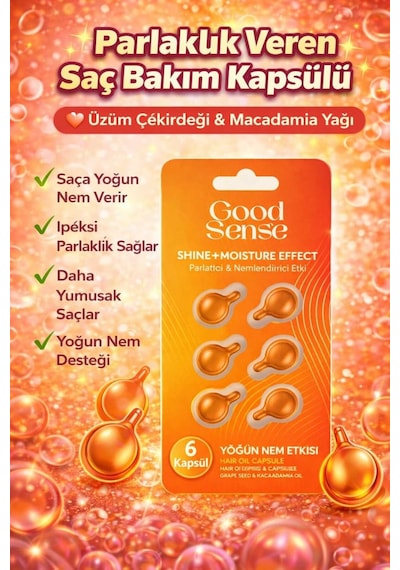 Üzüm Çekirdeği & Macadamia Yağlı Saç Bakım Kapsülü 6'lı