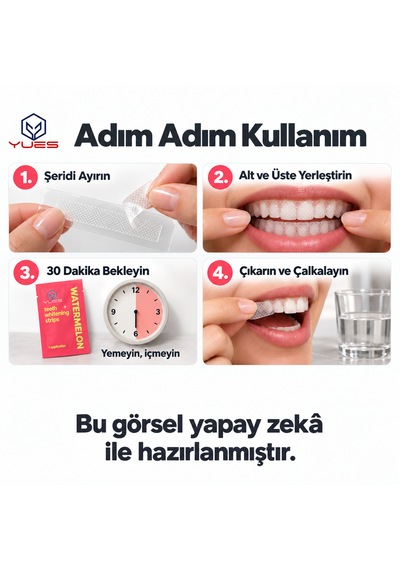 Yues Karpuz Aromalı Diş Beyazlatma Bandı 14 Şerit 7 Uygulama