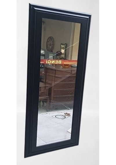Mdf Lam Kenar Siyah Flotal Ayna Kutuda Sevk El Yapım Duvar Boy Aynası 45x115 CM
