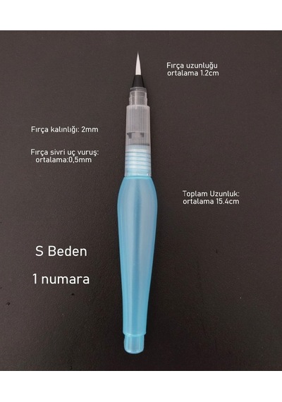 Fırça Uçlu, Brush Pen, Sulu Boya, Su Ve Mürekkep Hazneli, Boyama Kalem Mavi-m-s Beden