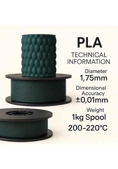 Filetto Pla+ Filament 1.75mm 1 Kg - Petrol Yeşili