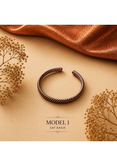 %100 Saf Doğal Bakır Bileklik Koleksiyonu Ayarlanabilir Özel Tasarım Minimal Bileklik Camel