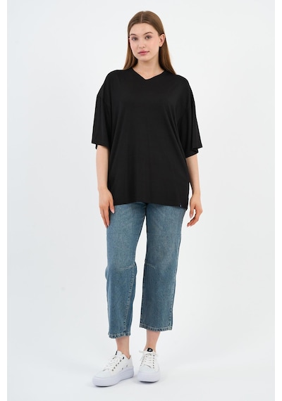 V Yaka Oversize T-shirt E24-742a-wn Siyah