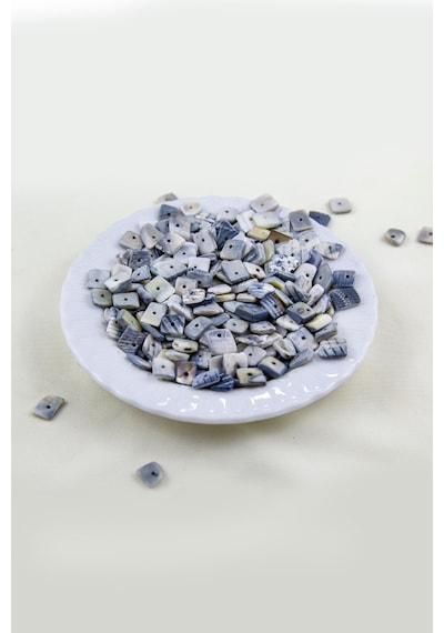 Gri Desenli Düz Doğal Taş Boncuk 8-10 Mm Boyutlarında 25 Gram Yaklaşık 100 Adet