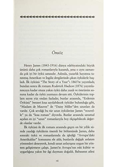 Kısa Romanlar, Uzun Öyküler: Madam De Mauves, Daisy Miller, Erdemin Öyküsü, Ormandaki Canavar