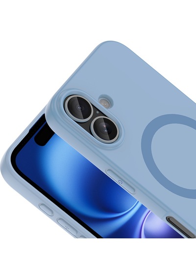 Maks Technology iPhone Uyumlu 16 Kılıf M-safe Şarj Özellikli Mkst Aris Silikon Kapak - Baby Blue