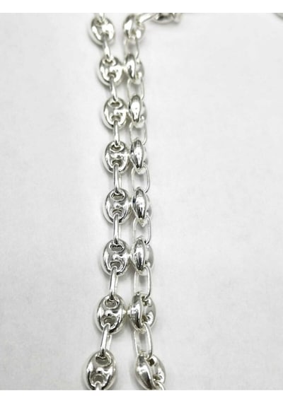 Omar Silver Unisex Gemici Arpa 6Mm Gümüş Kolye Zincir