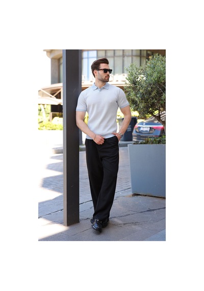 Madmext Bebe Mavisi Polo Yaka Regular Fit Erkek Triko Tişört E7496