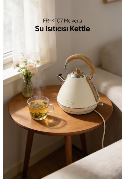 Fressi FR-KT07 Retro Mavera 1,7 L Ahşap Kulp Detaylı Kettle Su Isıtıcısı