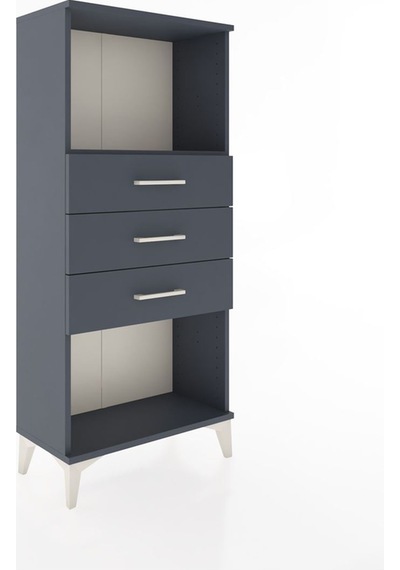 Hyperion Dolap Tek Raflı 3 Çekmeceli 60x44x134 Antrasit-antrasit Antrasit