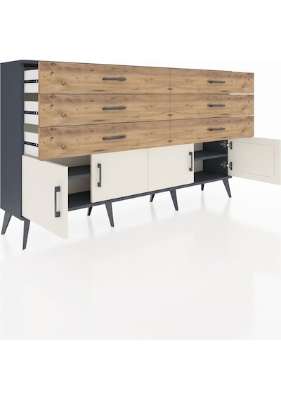 Arges Konsol 2 Raflı 6 Çekmeceli 4 Kapaklı 176x30x99 Antrasit-ayt Antrasit-aytaşı/çam Arges Konsol 2 Raflı 6 Çekmeceli 4 Kapaklı 176x30x99 Antrasit-ayt Antrasit-aytaşı/çam
