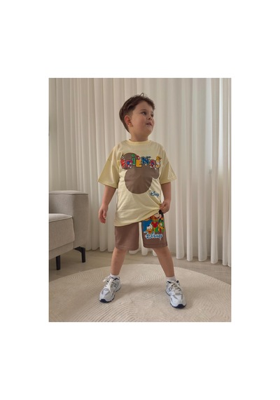 Jeliboomkidswear Erkek Çoçuk Şortlu Kısa Kollu 2 Li Takım Ekru