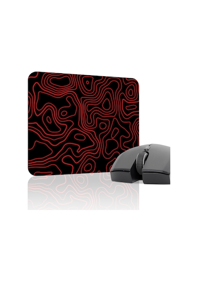 Siyah Kırmızı 22x18 Taraftar Gaming Oyuncu Mouse Pad Kaymaz Taban Küçük Fare Altlığı Topography