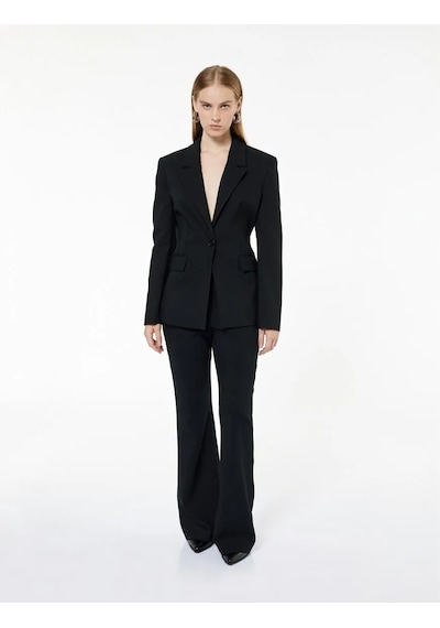 Koton Slim Fit Düğmeli Geniş Yaka Kadın Blazer Ceket 6wak50081uw Siyah