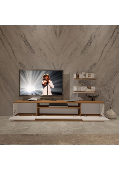 Decoraktiv Trendstyle 4s Mdf Tv Ünitesi Ve Orta Sehpa 2'li Set Ceviz - Beyaz