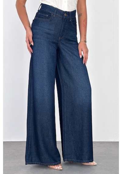 HLT Jeans Koyu Mavi Kadın Extra Wide Leg Jean %100 Tencel Dökümlü Yüksek Bel Palazzo Kot Pantolon Angel-2054 HLT Jeans Koyu Mavi Kadın Extra Wide Leg Jean %100 Tencel Dökümlü Yüksek Bel Palazzo Kot Pantolon Angel-2054
