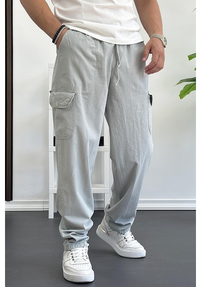 Edwoxmen Erkek Baggy Kalıp Kargo Cepli Pantolon Gri Edw131-gri Gri