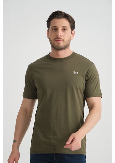 Shooter Sportwear Shooter Erkek T-shirt Nefes Alabilen Esnek Pamuklu Kumaş Regular Kalıp Minimal Logolu Haki