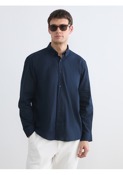 Lcw Vision Lacivert Regular Fit Keten Karışımlı Erkek Gömlek