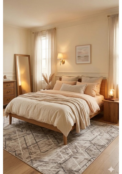 Villadia Home Textile Kaymaz Taban Modern Desen Halı Yolluk Leke Tutmaz Kolay Temizlenir Koridor Salon Yatak Mutfak Odası Vd4054vizon Vizon