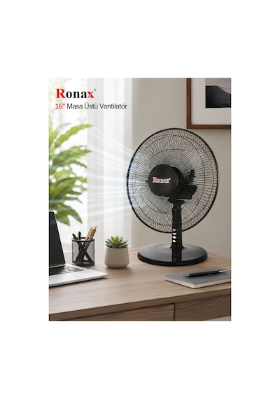 Ronax Rnx-2026 16 İnç Masa Üstü Vantilatör 80w Metal Pervaneli