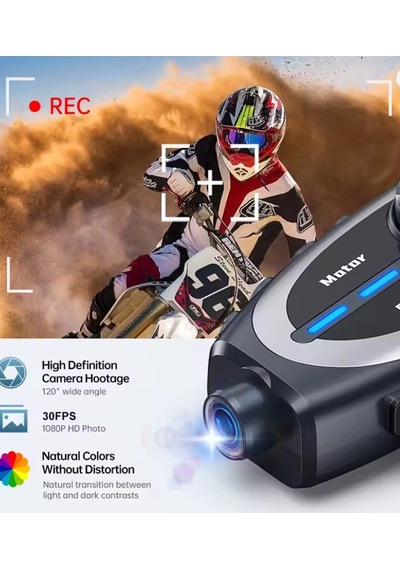 Q29 Motosiklet Kask Kulaklık Eşleşmeli 1080p Geniş Açı Su Geçirmez Intercom