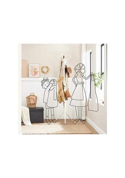 5in1Canpolat Sağlam Metal Elbise Askısı, Gardırop Boyu 182 Cm, Beyaz Açık Bej