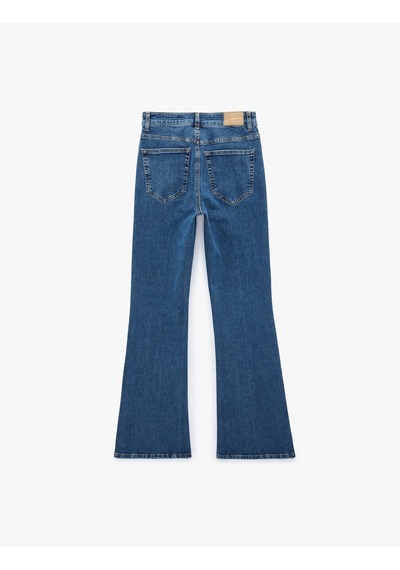 Koton Nervürlü Dar Kesim İspanyol Paça Denim Pantolon - Flare Jeans Orta İndigo 7wal40058md Koton Nervürlü Dar Kesim İspanyol Paça Denim Pantolon - Flare Jeans Orta İndigo 7wal40058md