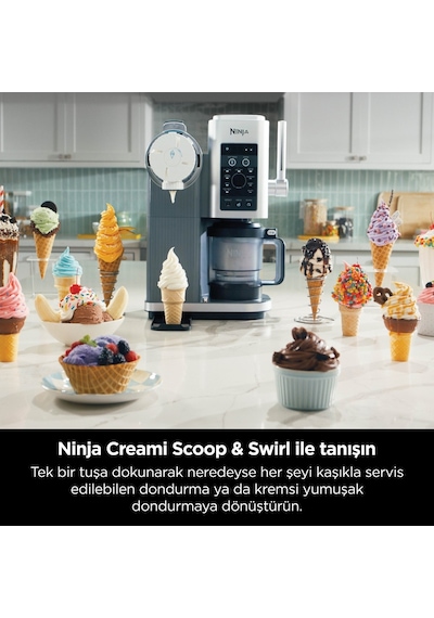 Ninja Swirl By Creami Soft Serve Dondurma Makinesi 13 Programlı Frozen Yoğurt Sorbe Milkshake Ev Tipi Soğuk Tatlı Cihazı 800 W Premium