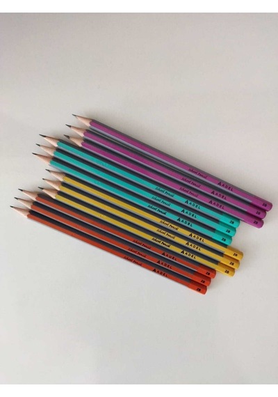 School Okul Kalemi 2b 12 Adet Mor-yeşil-sarı-turuncu