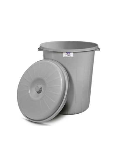 Nossa Bil-003 Kapaklı Gri Çöp Kovası 90 Lt Gri