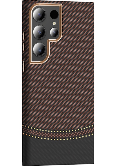 Ardemix Galaxy Uyumlu S23 Ultra Kılıf M-safe Şarj Özellikli Karbon Fiber Görünümlü Gros Kap Siyah