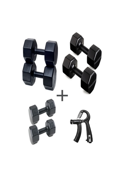 Ps Spor 3 Çift Dambıl Set 2 Kg + 4 Kg +6 Kg + Ayarlanabilir Sayaçlı El Yayı